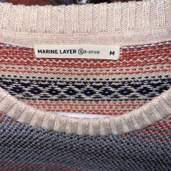 Men’s Medium Marine Layer crew neck patterned sweater - Picture 2 of 3